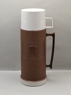 Vintage Thermos Brown Plastic Vacuum Bottle 15 oz Model 2215 Canada Cup Lid
